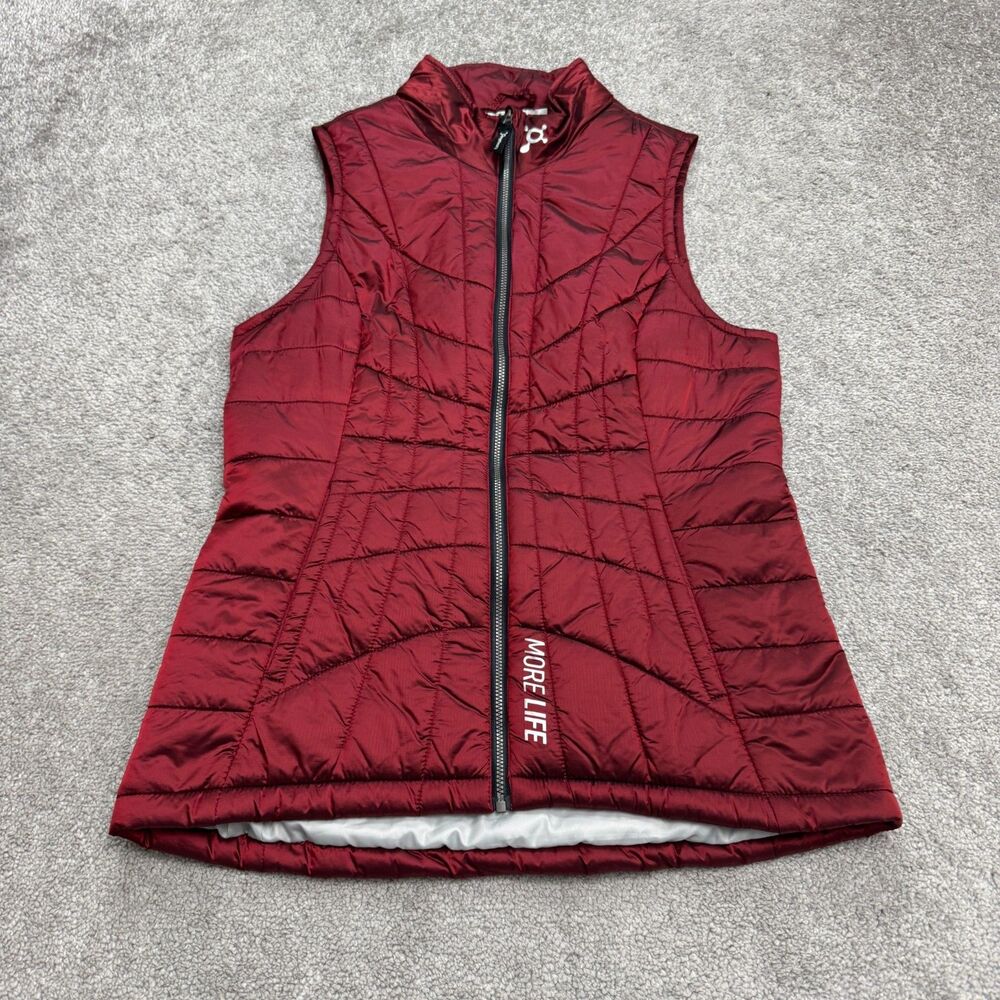 Orangetheory More Life Quilted Puffer Vest Jacket Womens Small Red Activewear